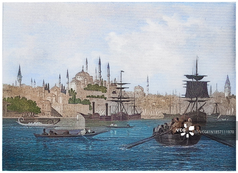 土耳其君士坦丁堡的古老雕刻插图图片素材