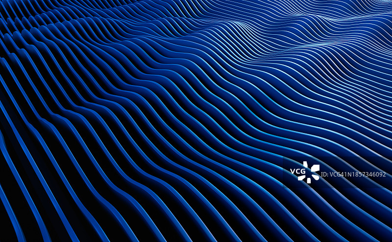 抽象平滑蓝色波浪流动线条图案背景图片素材