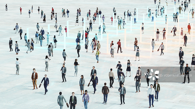 一群人在街上行走图片素材