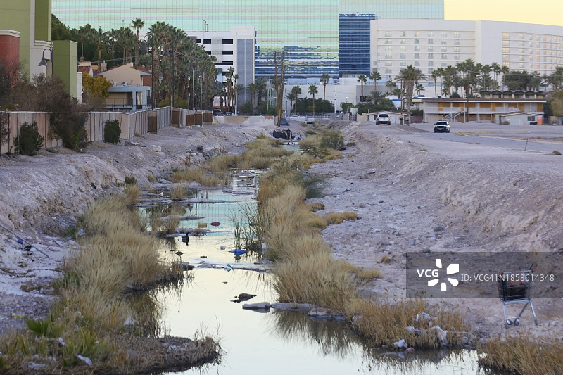 用于雨水排放的拉斯维加斯冲刷区图片素材