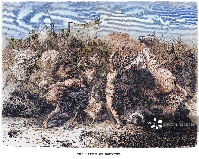 布汶战役古版画，1214年图片素材