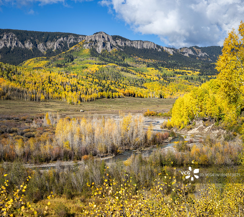 科罗拉多州西马伦河秋色图片素材