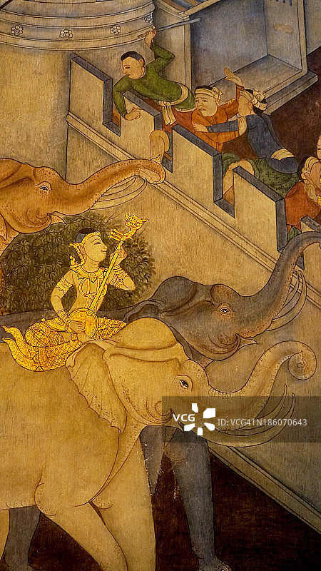 寺庙里的泰国传统绘画杰作图片素材