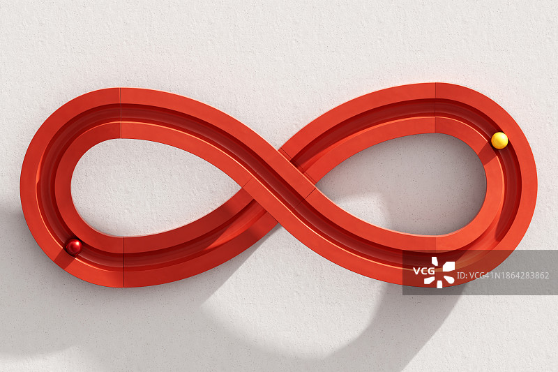 沿无限路径滚动的物体3D图像：选择的概念图片素材