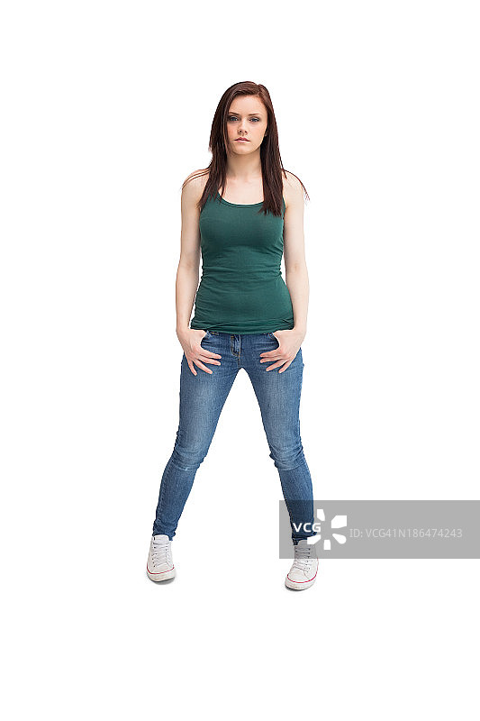 摆姿势的年轻休闲女人图片素材