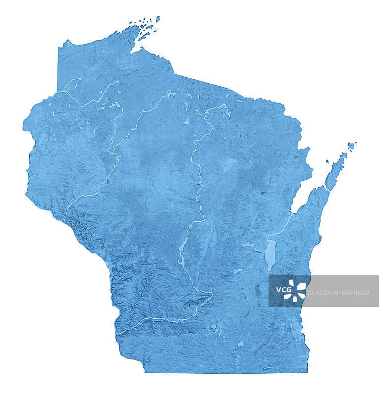 威斯康星州地形图（孤立）图片素材