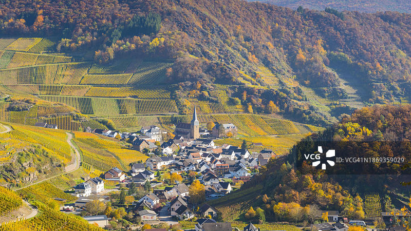 德国莱茵兰-普法尔茨阿尔河谷秋季葡萄园图片素材