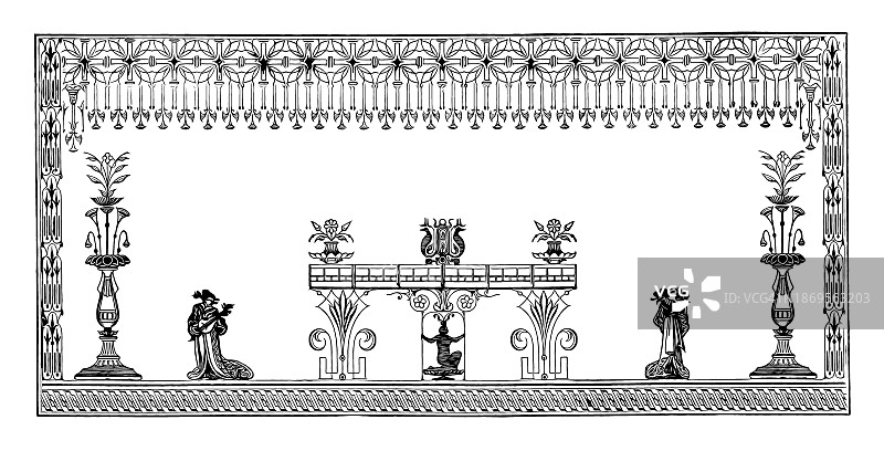 装饰画框古老雕刻插图图片素材