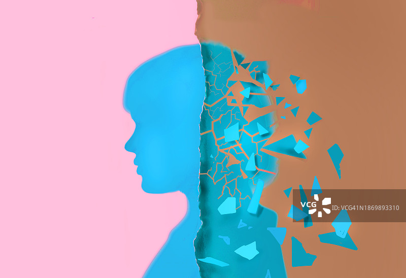 正在分解的女人剪影插画图片素材