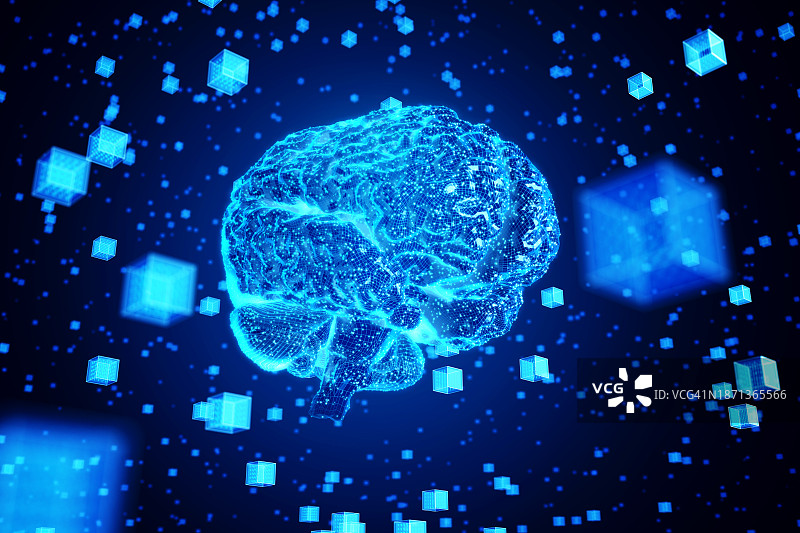 AI大脑与区块数据图片素材