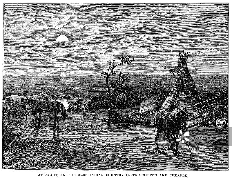 克里印第安人聚居区夜景图片素材