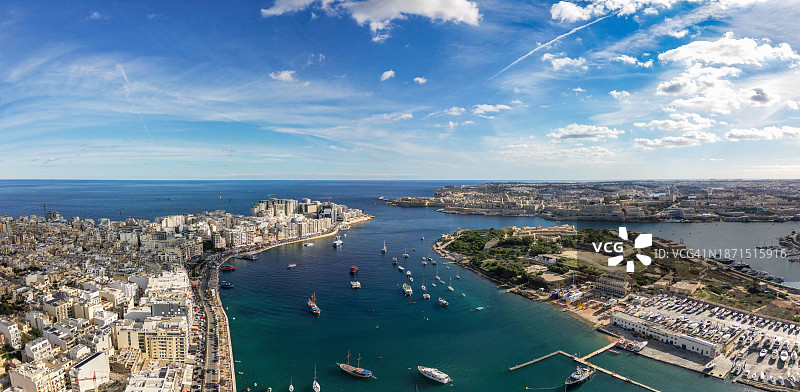 斯利马和瓦莱塔城市鸟瞰美景图片素材