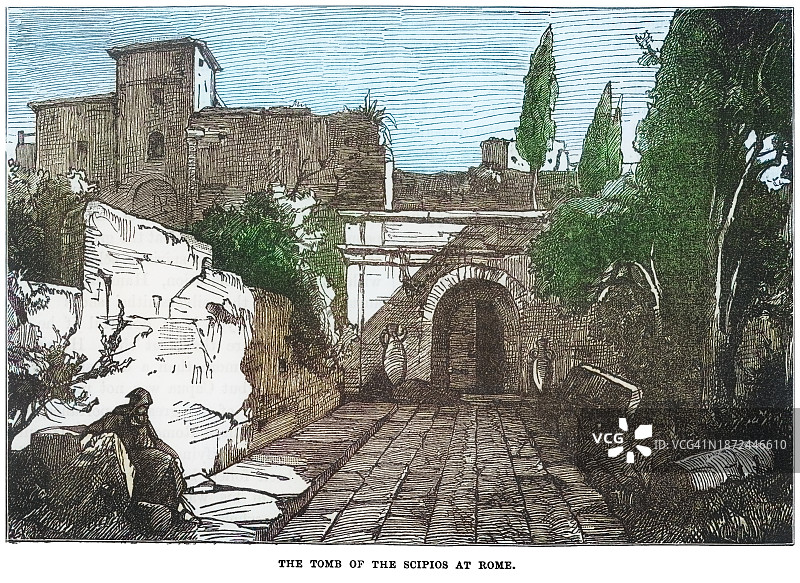 旧版画西庇阿家族墓地图片素材