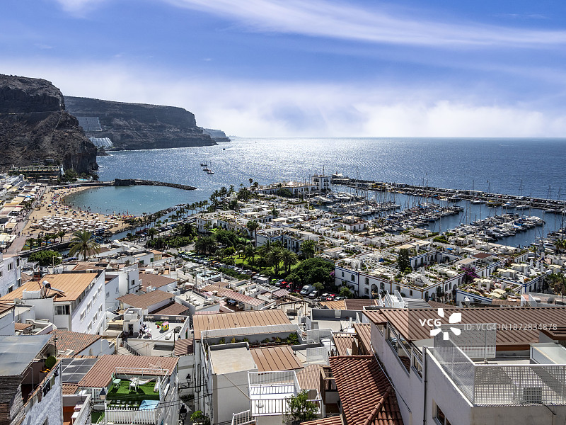 西班牙大加那利岛莫甘市海滩观景点图片素材
