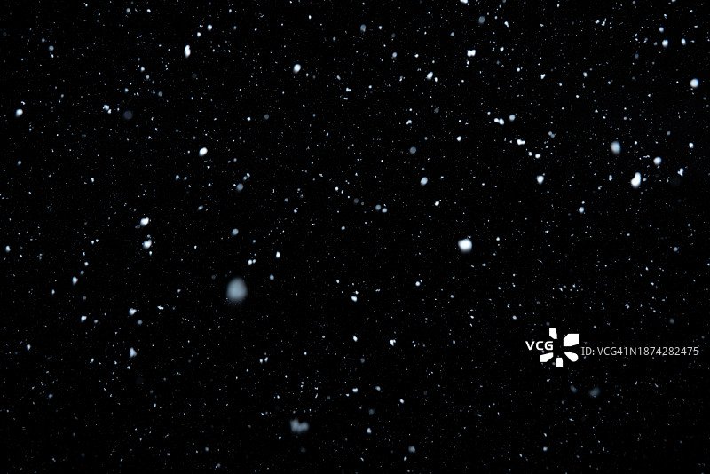 夜空下的飘落雪花图片素材