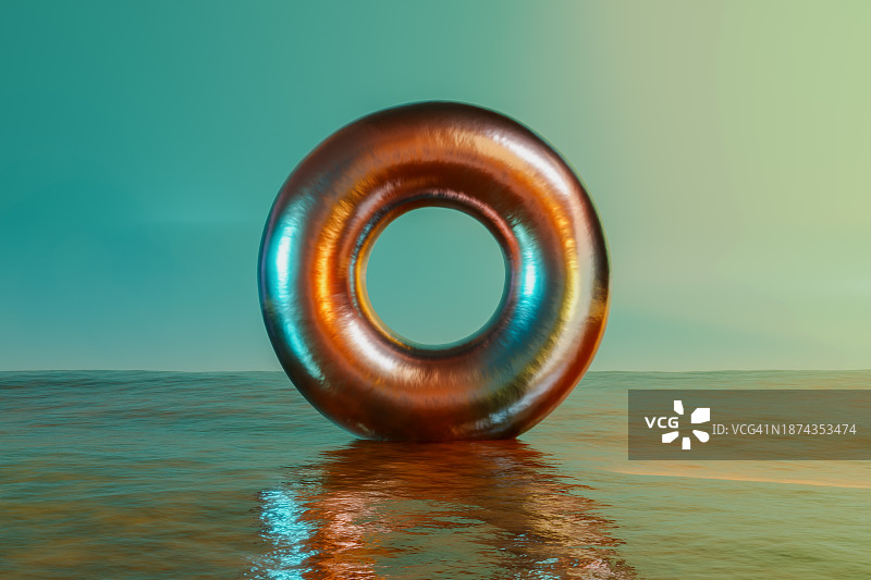 漂浮在水面上的神秘光环图片素材