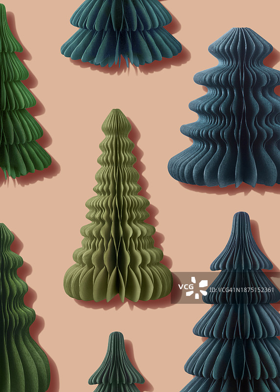 复古纸质圣诞树装饰品图片素材