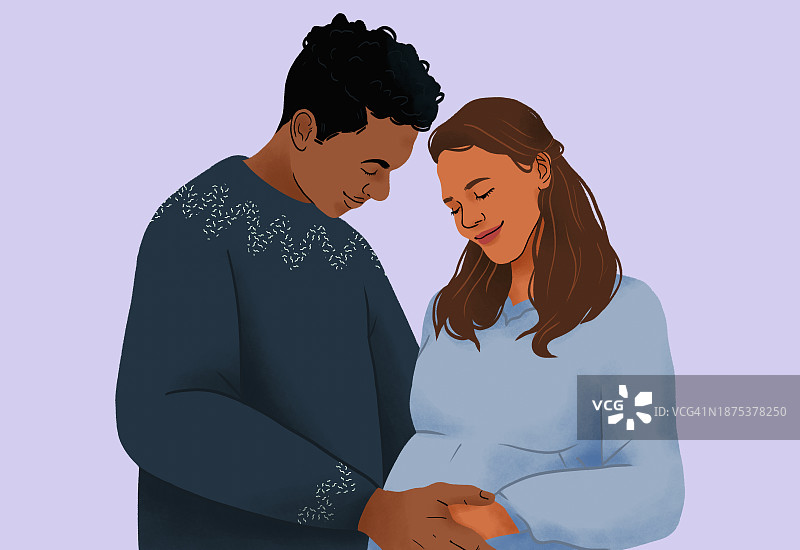 孕妇夫妇拥抱图片素材