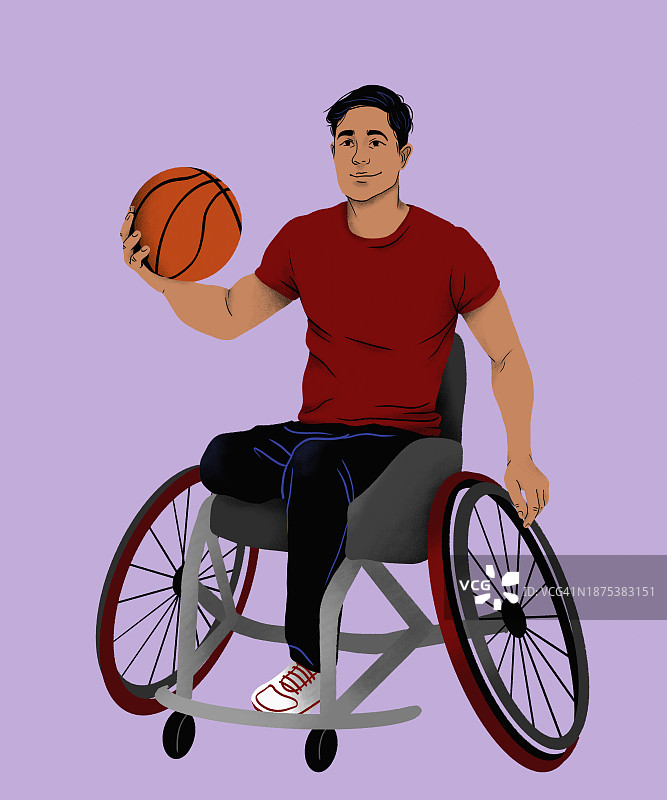 坐在轮椅上的残疾男子打篮球图片素材