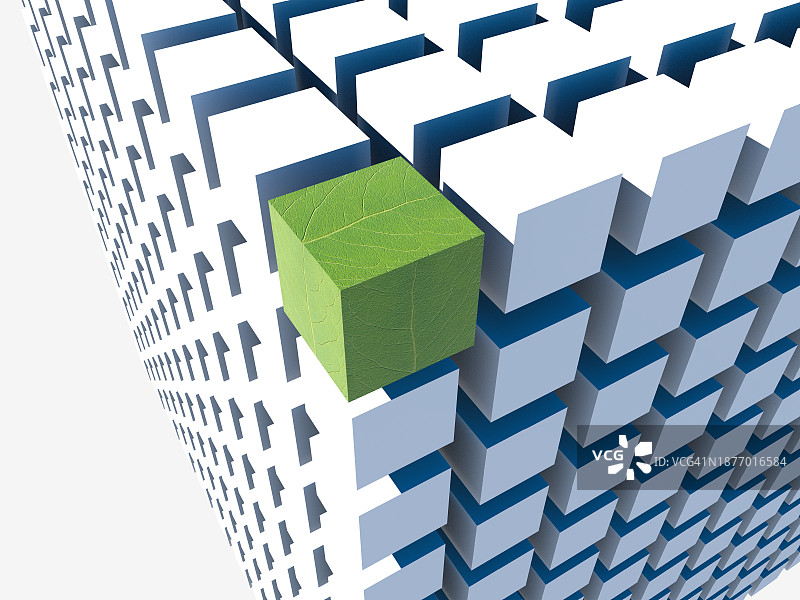 净零排放绿色选择：绿色立方体3D图图片素材