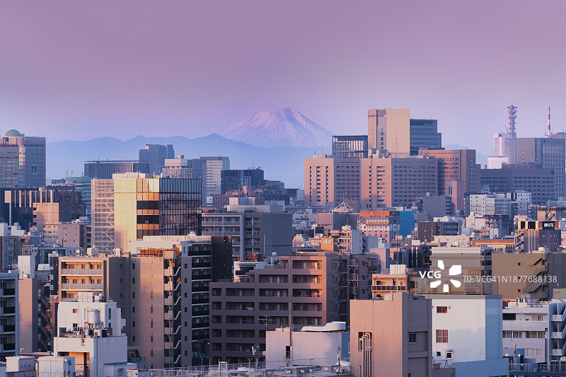 东京天际线和富士山，日本图片素材
