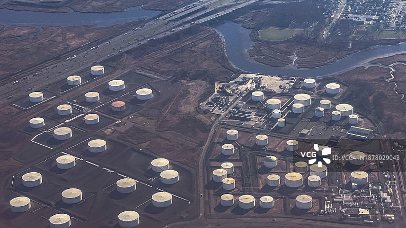 新泽西州原油炼油厂鸟瞰图片素材