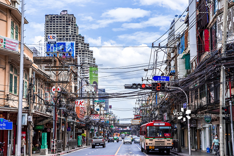曼谷市中心的道路交叉口图片素材