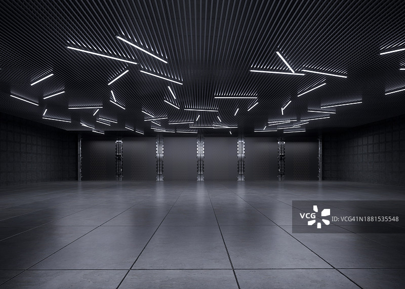 未来的空房间，3D渲染图片素材