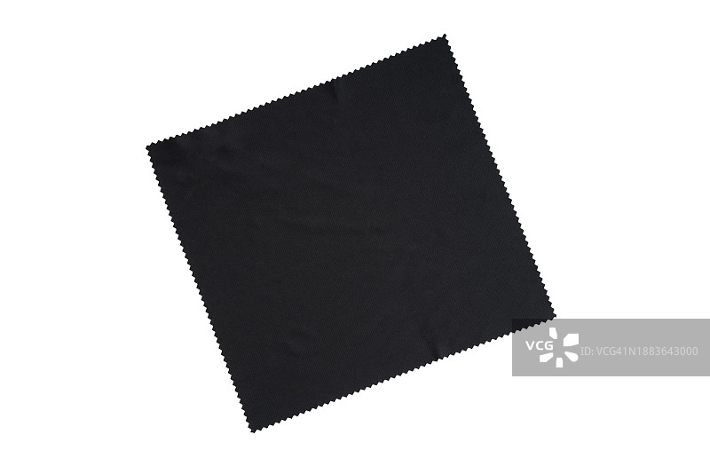用于清洁玻璃的黑色餐巾布，在白色背景上图片素材