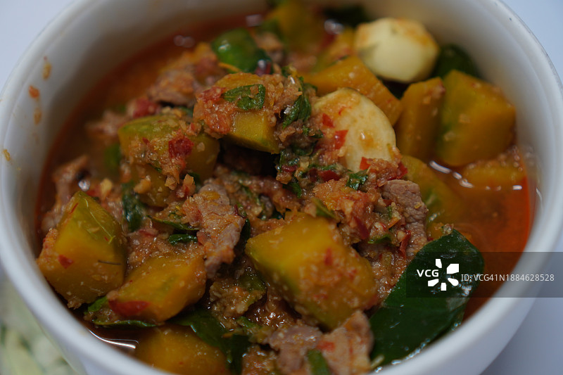 泰式红咖喱南瓜虾图片素材