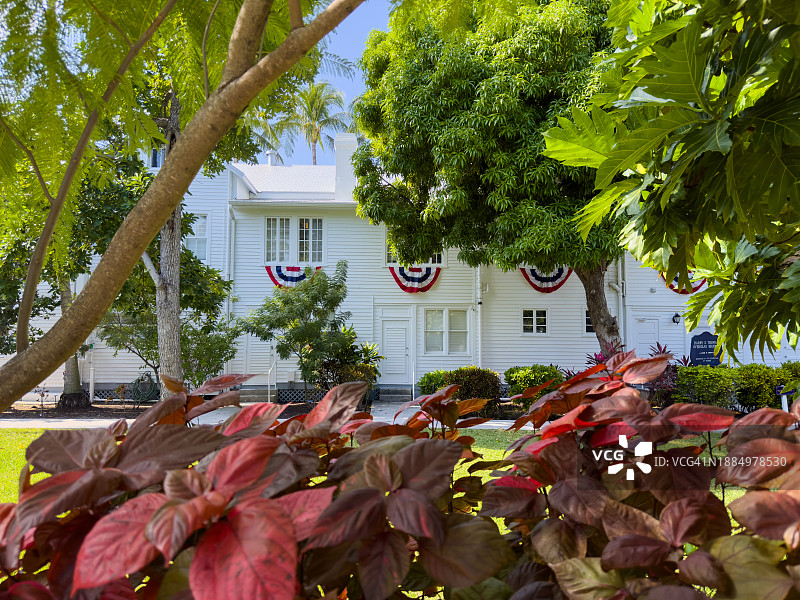 美国佛罗里达州基韦斯特的杜鲁门故居外部景观图片素材