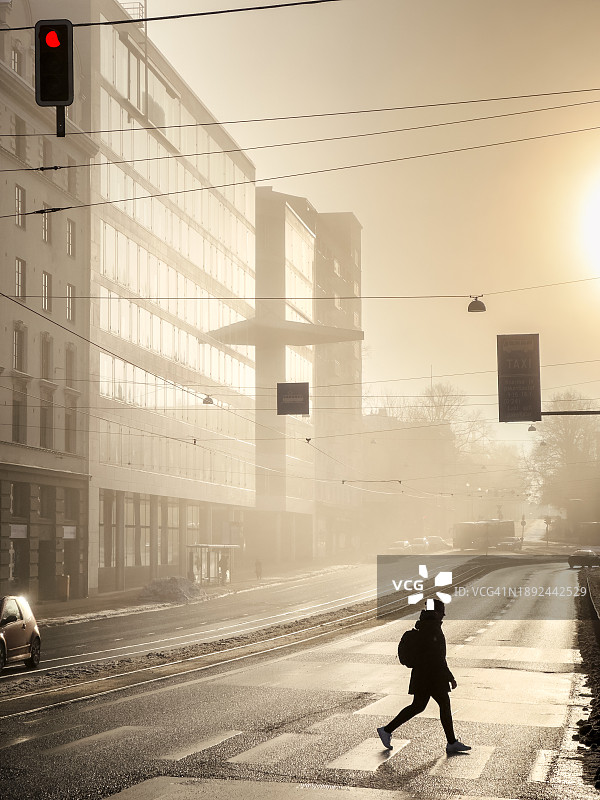 雾冬赫尔辛基街景图片素材