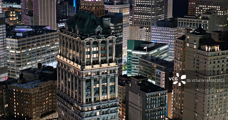 底特律市中心夜景航拍全景图片素材
