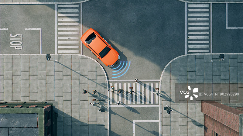 展示先进自动驾驶传感器的创新汽车图片素材