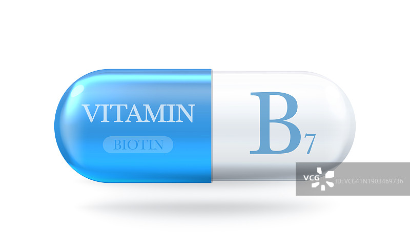维生素B7图标：生物素B族维生素复合物3D矢量图图片素材