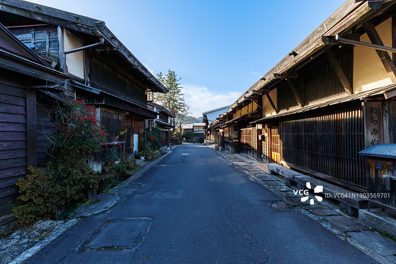 日本岐阜县妻笼宿的主要街道图片素材