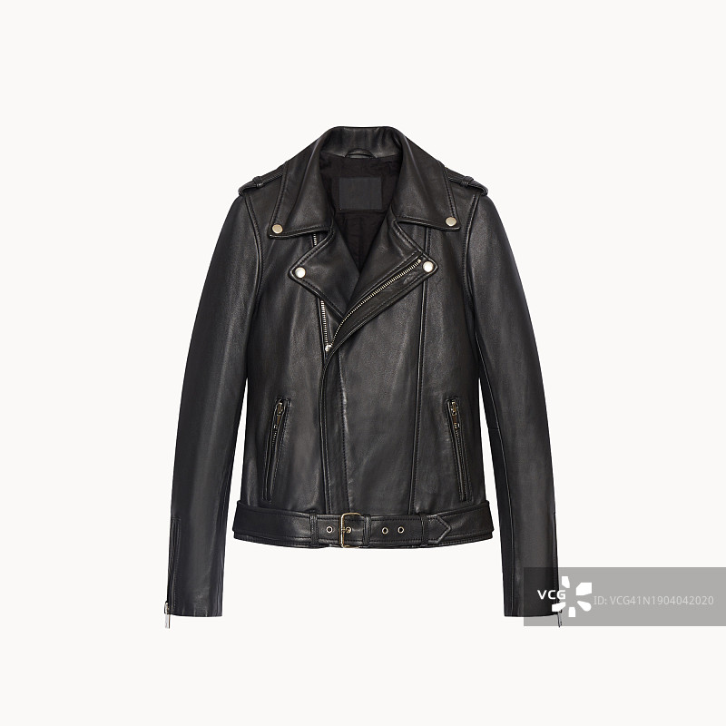 女士黑色皮夹克图片素材