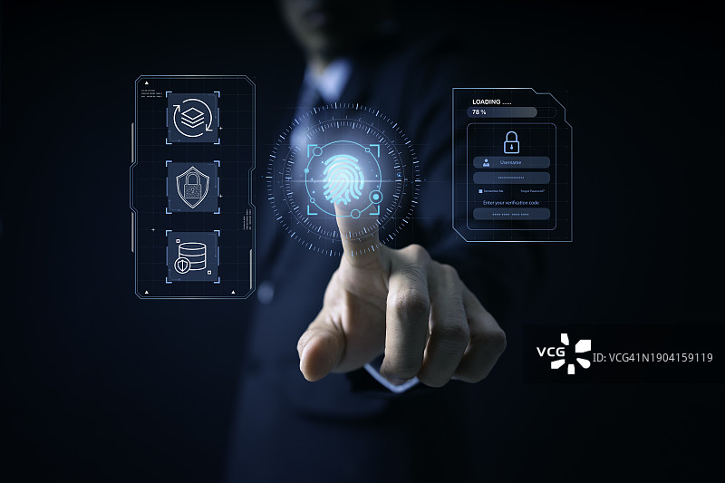 指纹扫描可以安全地访问敏感信息并接受访问图片素材