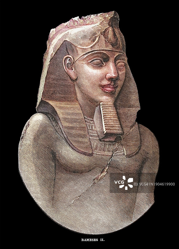 埃及法老拉美西斯二世或拉美西斯大帝古董雕刻插图图片素材