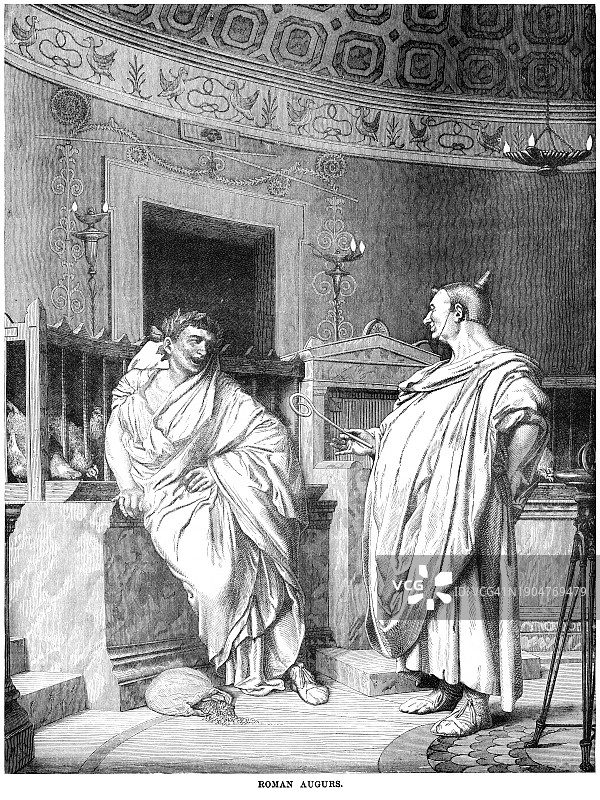 古版画插图：奥格尔，古罗马祭司和官员图片素材