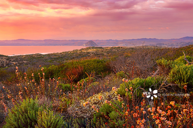 加利福尼亚州圣路易斯奥比斯波县莫罗湾的日落风暴云图片素材