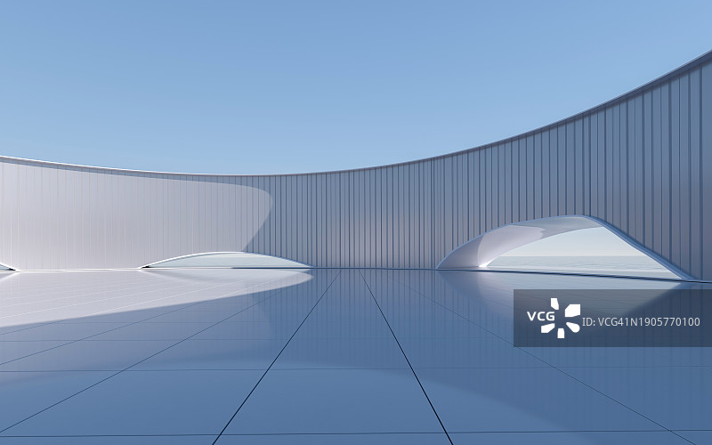 抽象的混凝土建筑背景。三维渲染图片素材