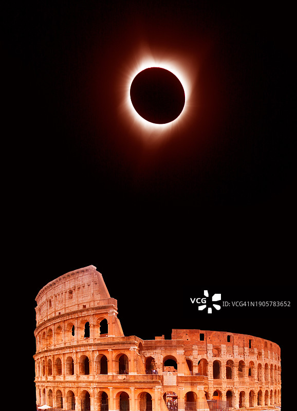 日食与罗马斗兽场图片素材