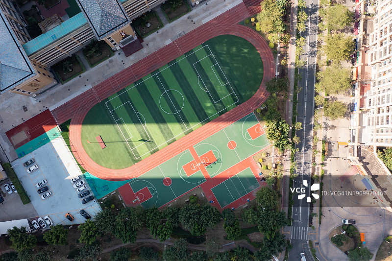 具有光效的运动场航拍视角图片素材