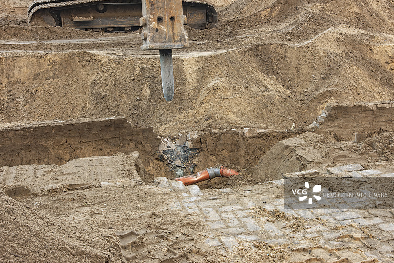 推土机的钢制拆除点图片素材