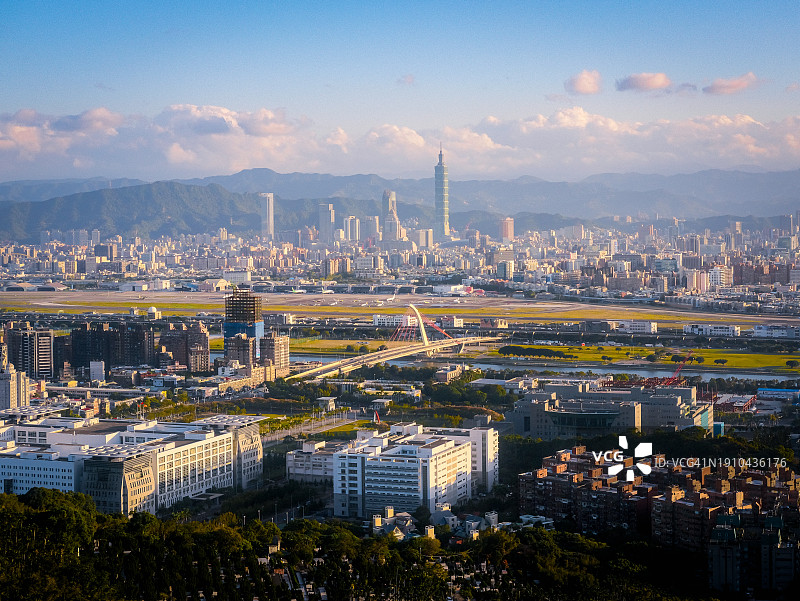 城市建筑对着天空的高角度视角图片素材