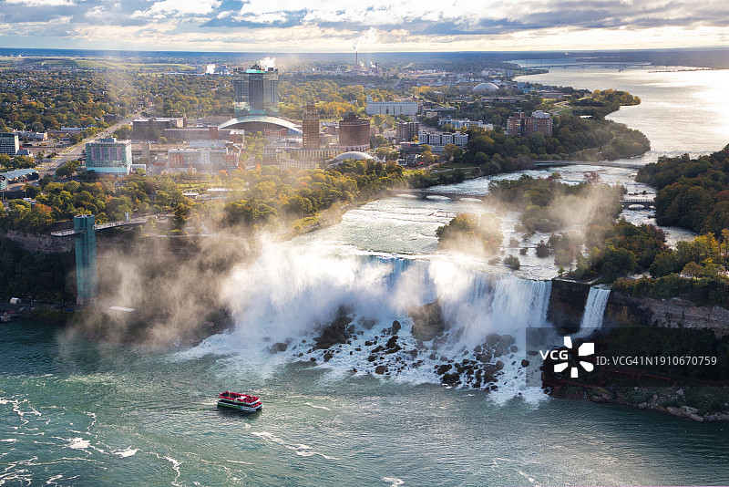 城市尼亚加拉瀑布航拍照片图片素材