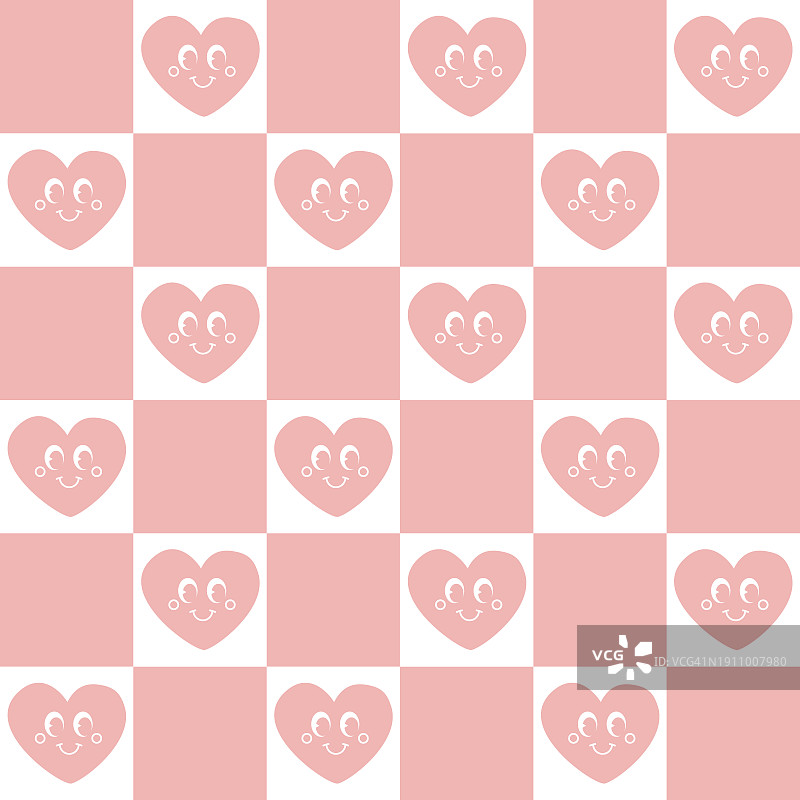 棋盘复古爱心矢量无缝图案图片素材