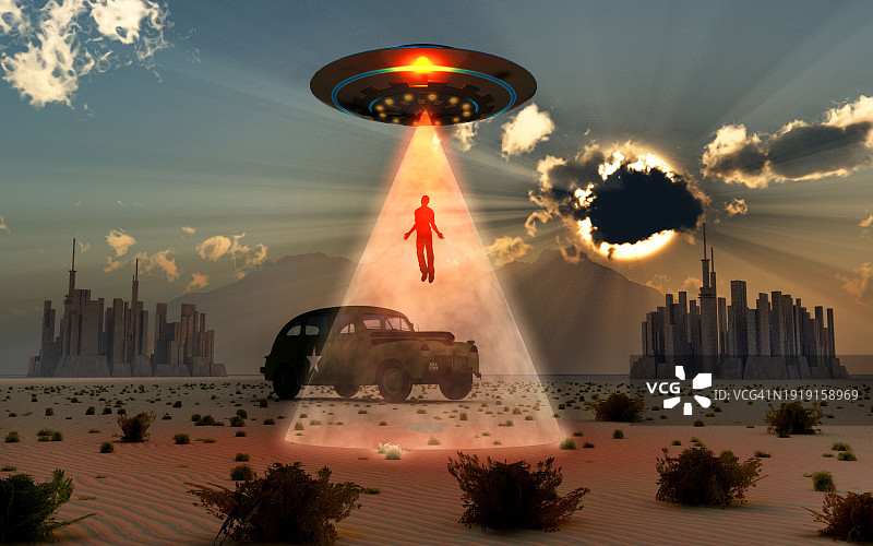 人类男子被外星人绑架图片素材