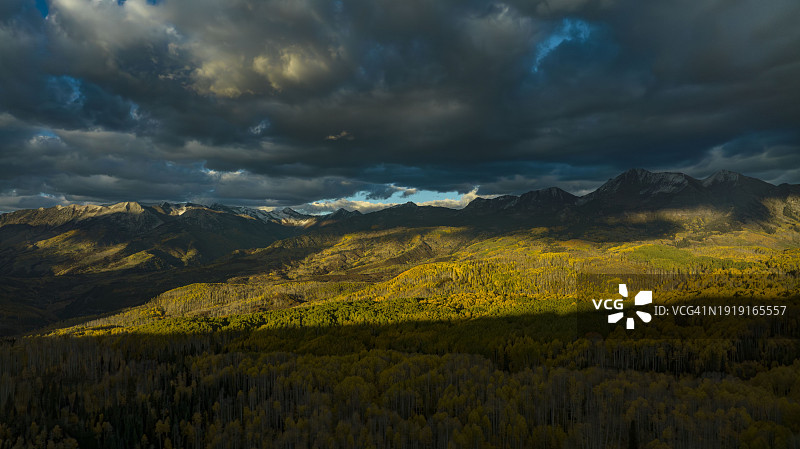 秋季科布勒山口山脉的日落色彩，科罗拉多州图片素材